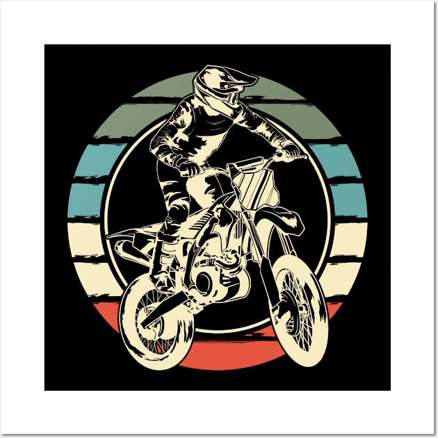 Motocross Dirt Bike Biker Vintage Wall Art by KAWAIITEE